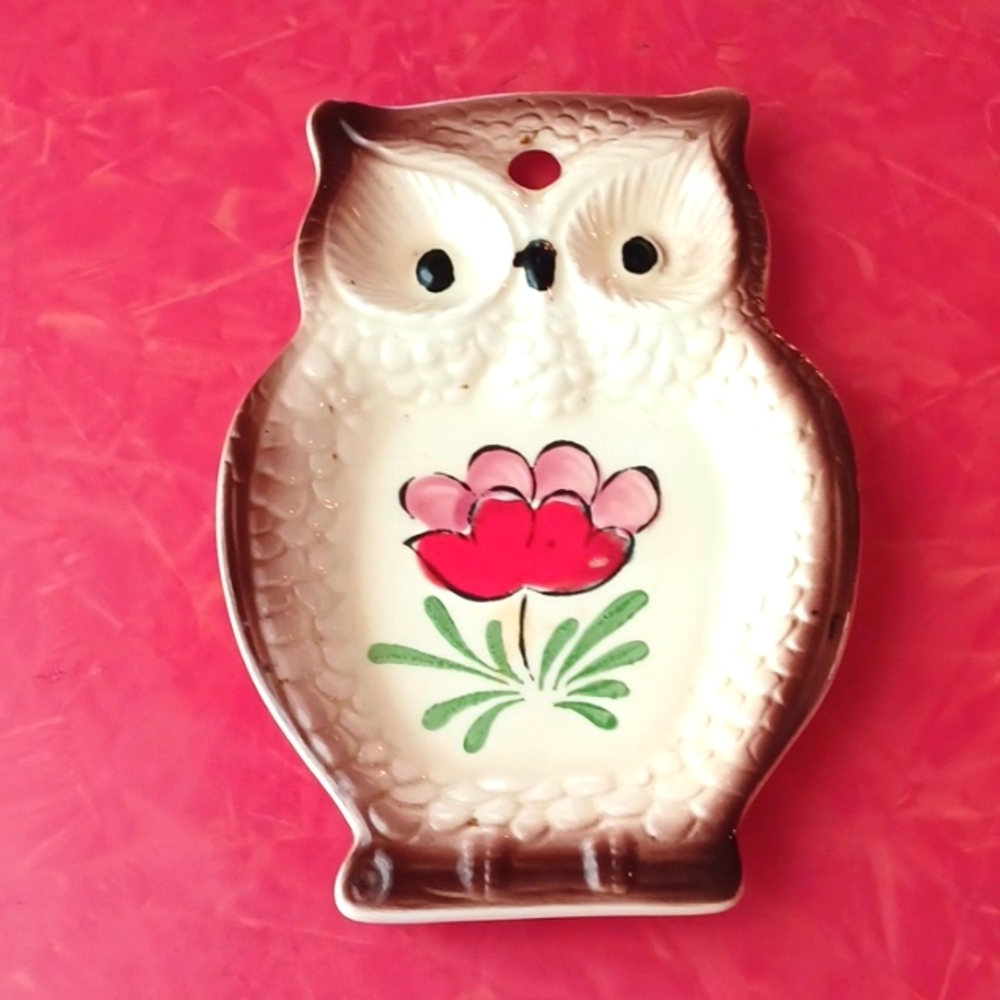 Owl spoon rest vintage owl kitchen decor